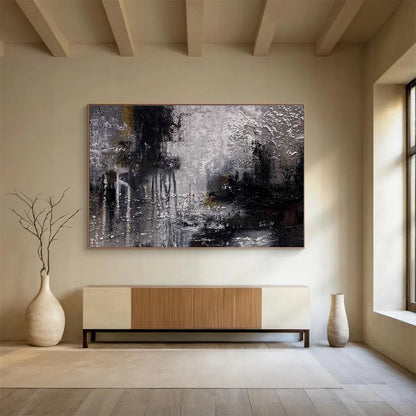 Mysterious Gray - Toned Abstract Art to Elevate Sophisticated Living Rooms DLZ2393