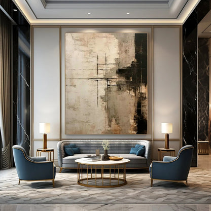 Brown - White Geometric Line Art for Office & Living Room DLZ0419