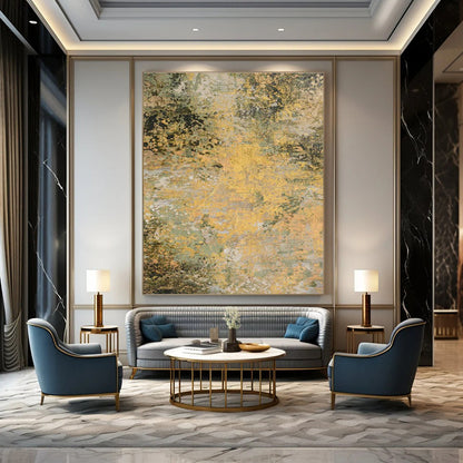 Yellow - Green Textured Art for Rustic Farmhouse Living Rooms DLZ0075