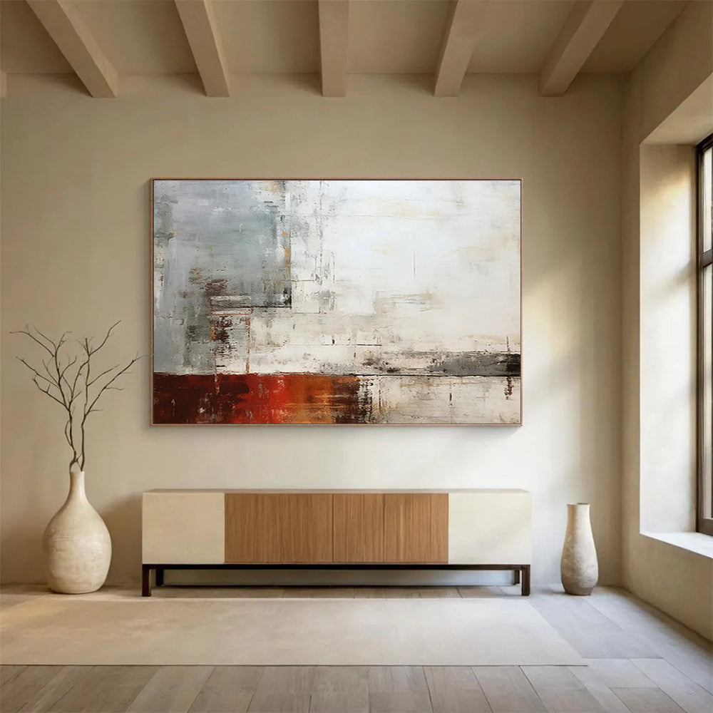 Gray - White - Red Abstract Art for Industrial - Style Dining Areas DLZ2427