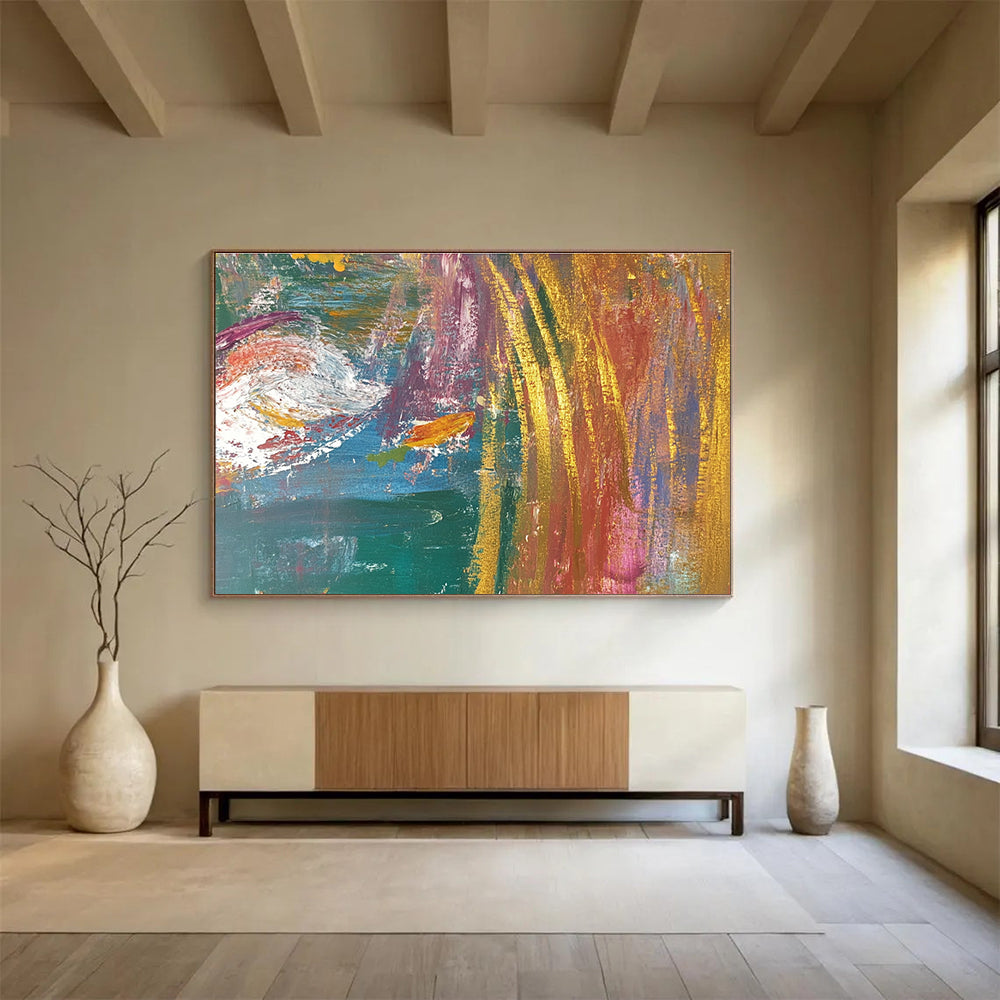 Vibrant Abstract with Gold Art for Luxury Home Office & High - End Hotel Lobby SC442