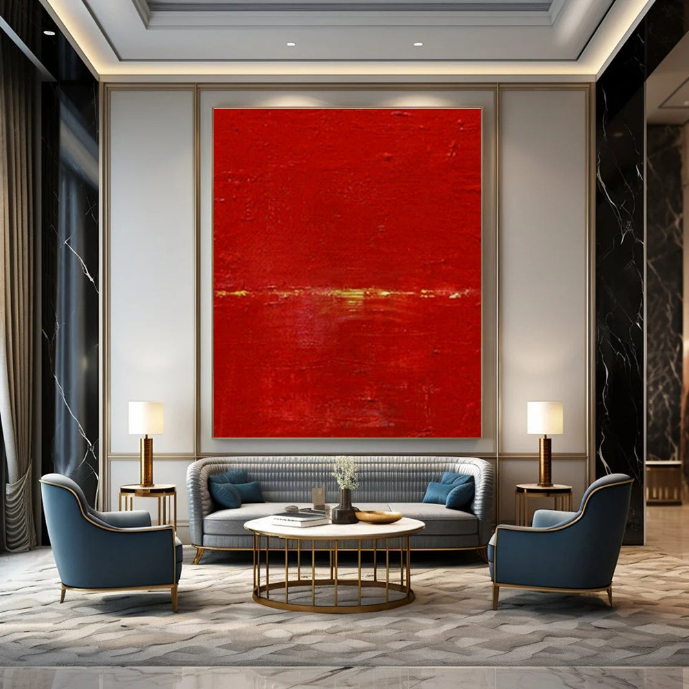 Bold Red Minimalist Art for Modern Office Lobby & Dramatic Dining Room DLZ1992