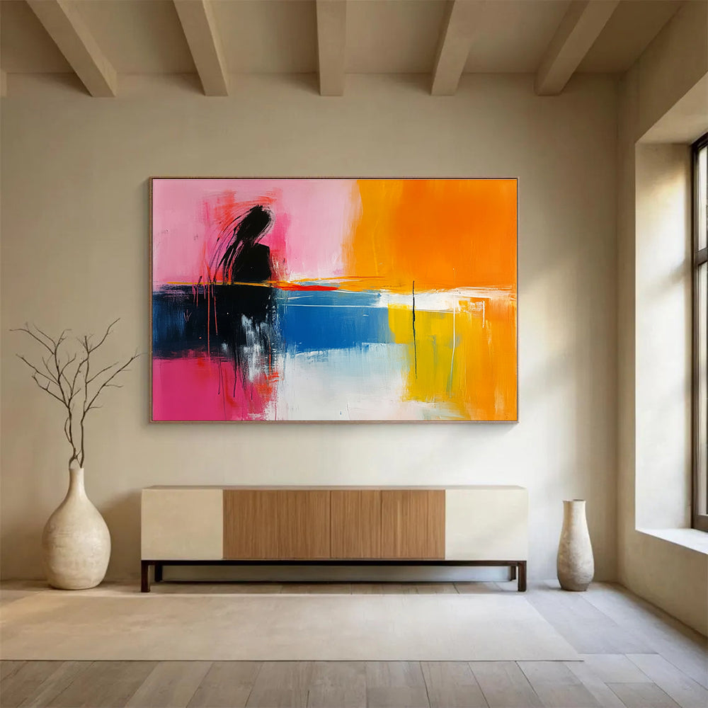 Color - Blocked Abstract Figure Art for Modern Living Room & Creative Workplace SC250