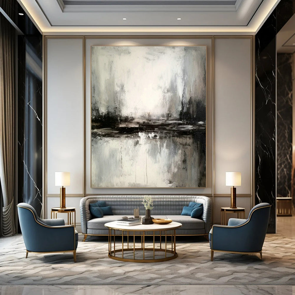 Black - White Abstract Seascape Art for Modern Spa & Art - Focused Café DLZ1805