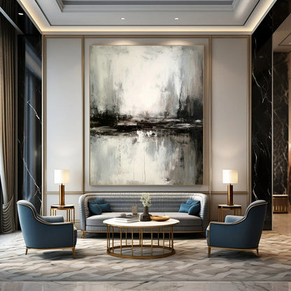 Black - White Abstract Seascape Art for Modern Spa & Art - Focused Café DLZ1805