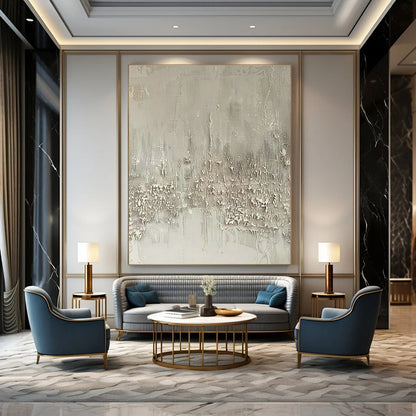 Gray - White Textured Abstract Art for Scandinavian - Style Bedroom & Art Therapy Space DLZ1744