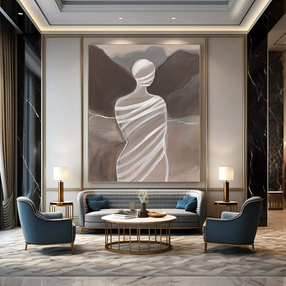Abstract Figure in White Wraps for Minimalist Home Office & Art Gallery STSC1268