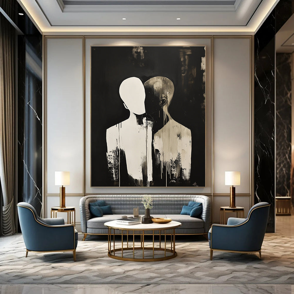 Kissing Figures Art for Romantic Restaurant & Intimate Home Living Room STSC1449