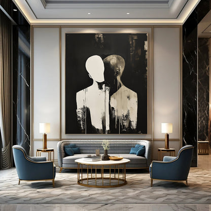 Kissing Figures Art for Romantic Restaurant & Intimate Home Living Room STSC1449