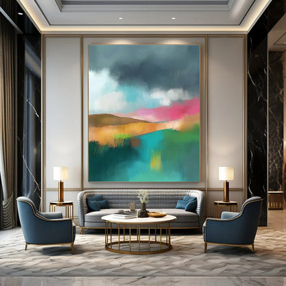 Vibrant Abstract Landscape Art for Rooftop Bar & Art Studio STSC087