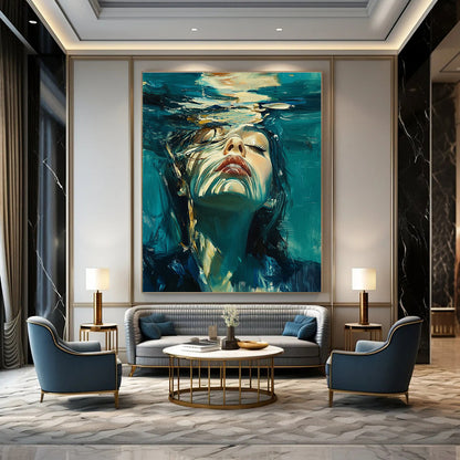 Woman Submerged in Water for Spa Wellness Center & Art - Inspired Home Bathroom STSC178