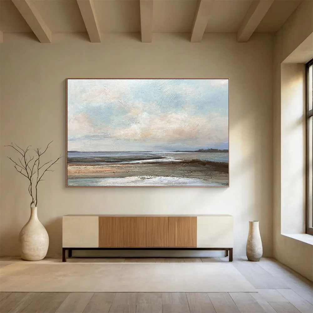 Soft - Colored Seaside Landscape Art for Beachfront Hotel Spa Lounges DLZ3139