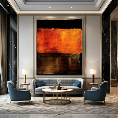Textured Orange - Black Abstract Art for Contemporary Art Space & Industrial - Style Café DLZ2312