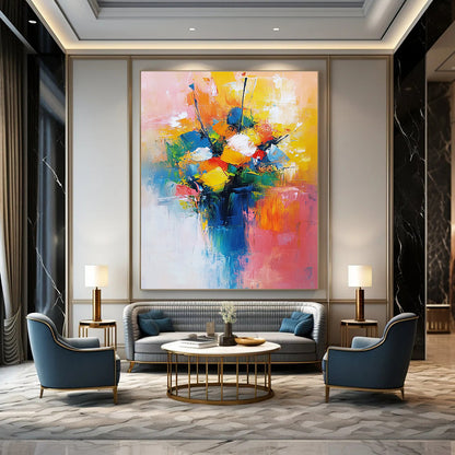 Colorful Abstract Flower Bouquet for Vibrant Dining Room & Creative Studio STSC251