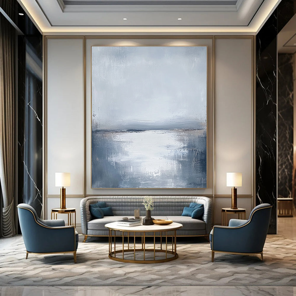 Monochromatic Sea Horizon for Modern Minimalist Bedroom & Calming Meditation Space STSC464