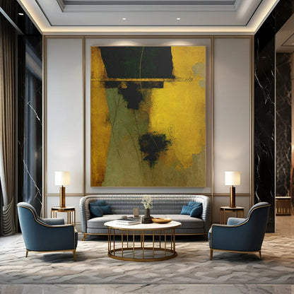 Gold - Green Abstract Art for Luxury Hotel Suite & Art Deco Bedroom DLZ1634