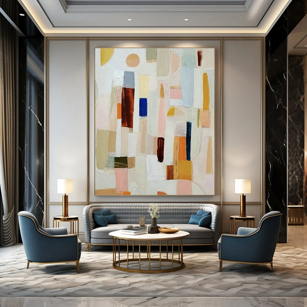 Colorful Abstract Blocks Art for Creative Coworking Space & Art - Loving Family Room DLZ1504