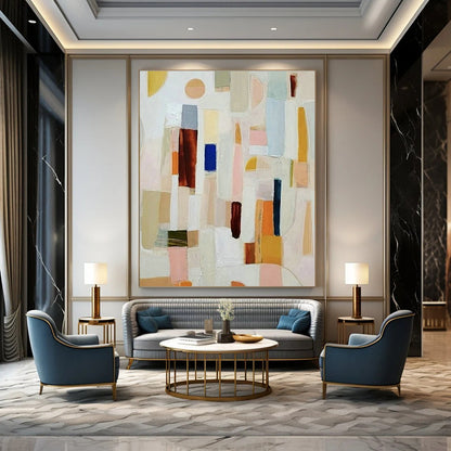 Colorful Abstract Blocks Art for Creative Coworking Space & Art - Loving Family Room DLZ1504