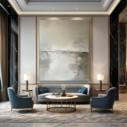 Gray - White Minimalist Abstract Art for Nordic - style Study & Contemporary Hotel Room DLZ0783
