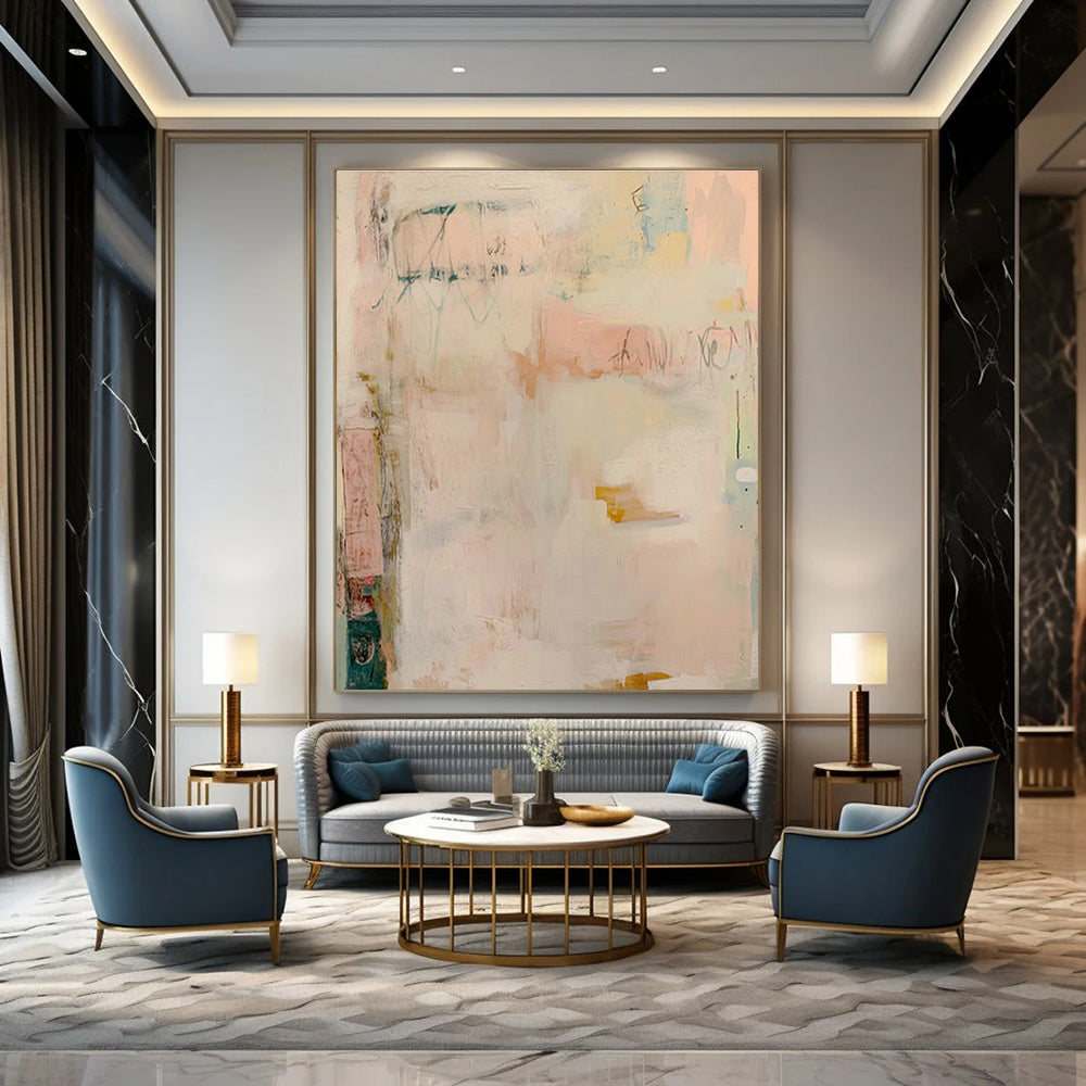 Soft Pastel Abstract Art for Women’s Wellness Retreat & Shabby - Chic Home Parlor DLZ1529