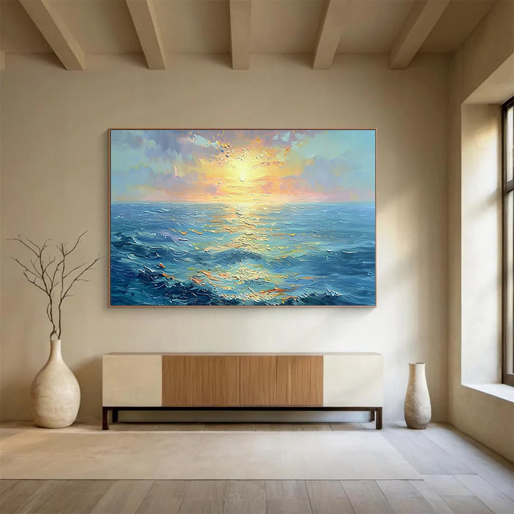 Sea Sunrise Oil Painting for Beach Resort Hotel Lobby Areas DLZ3144