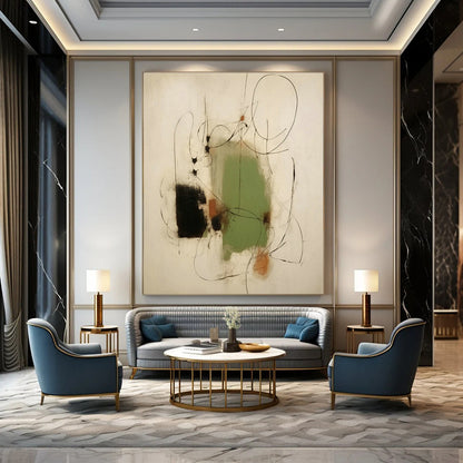 Green, Black & Brown Abstract Art for Nature - Inspired Yoga Studio & Earth - Toned Home Living Room DLZ0829