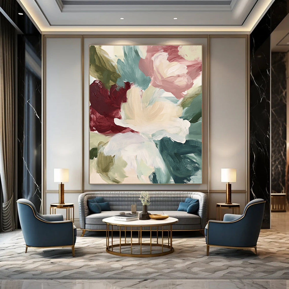 Soft Floral Abstract for Romantic Bedroom & Feminine Wellness Space STSC558