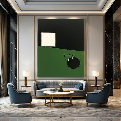 Green - Black Geometric Art for Modern Office Lobby & Contemporary Art Gallery STSC130
