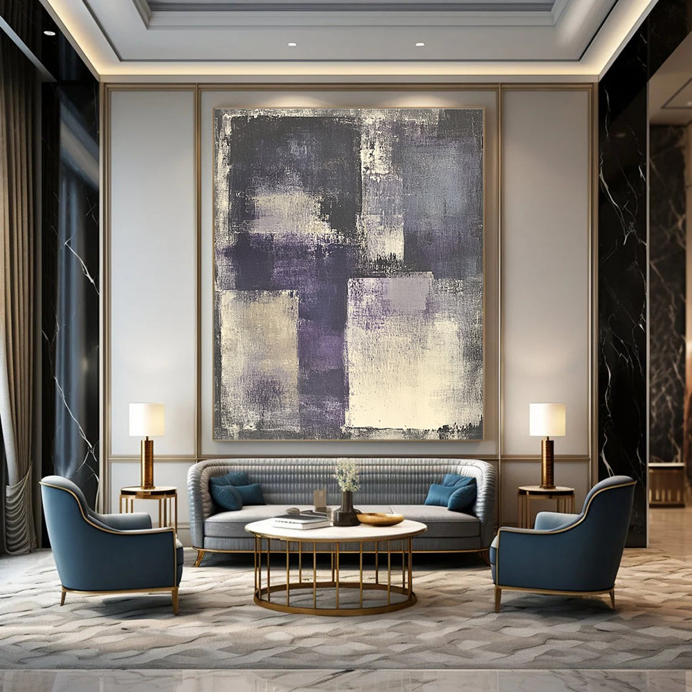 Serene Purple - Gray Blocks Art for Library & Meditation Room STSC682