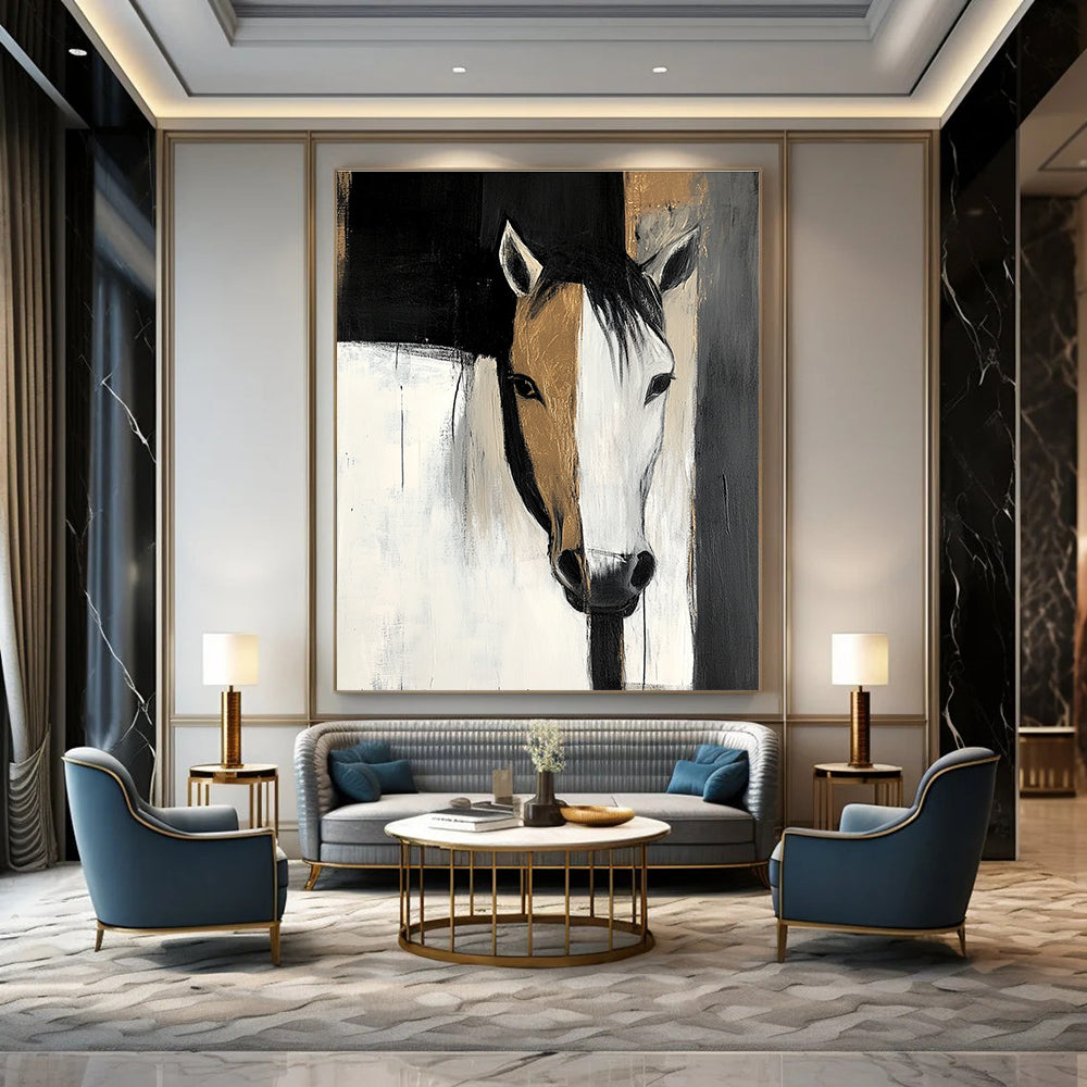 Two - Toned Horse Portrait for Rustic Home Décor & Equestrian - Themed Studio STSC214