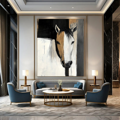 Two - Toned Horse Portrait for Rustic Home Décor & Equestrian - Themed Studio STSC214