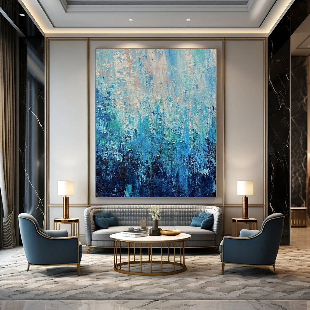 Blue - Green Abstract Art for Coastal Home Living Room Accent Walls DLZ0045