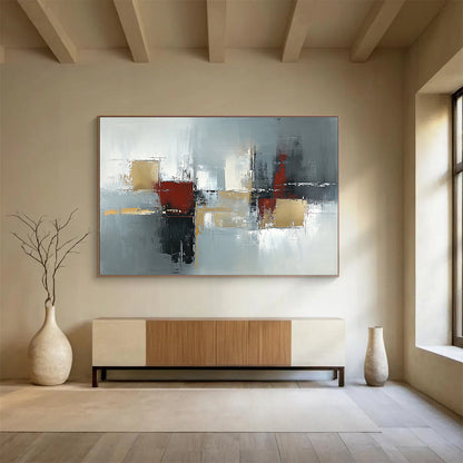 Gray - Toned Geometric Abstract Art for Industrial - Chic Loft & Modern Corporate Reception SC244