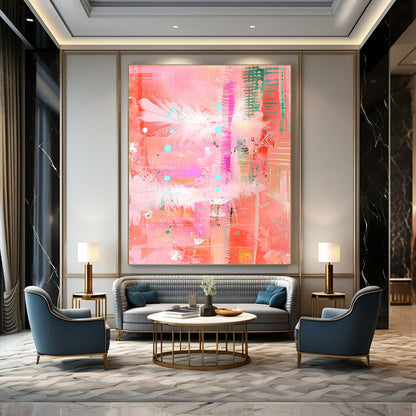 Pink Feather Abstract for Girly - Chic Home Office & Vibrant Art Café STSC455