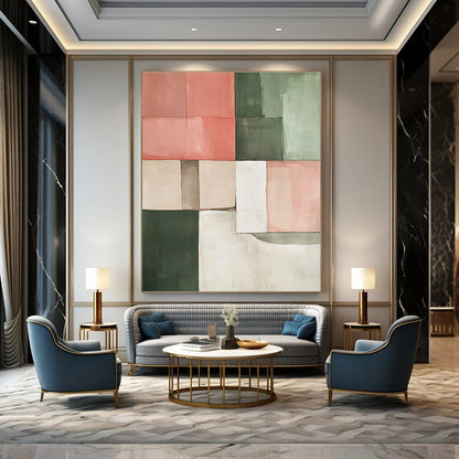 Pink and Green Geometric for Trendy Caf茅 & Modern Home Decor STSC243