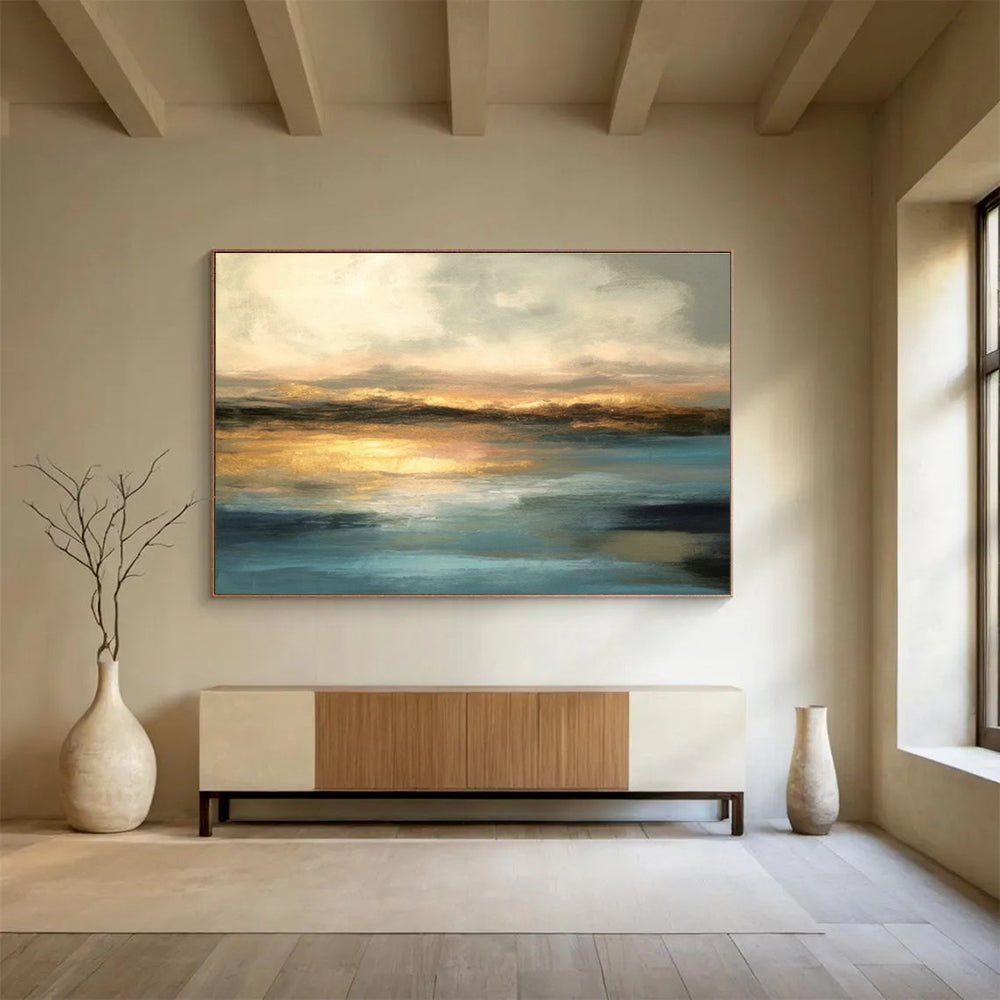 Warm - Toned Sunset Seaside Abstract Art for Cozy Bedroom DLZ2724