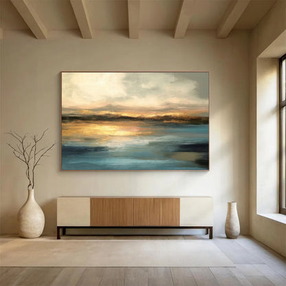 Warm - Toned Sunset Seaside Abstract Art for Cozy Bedroom DLZ2724