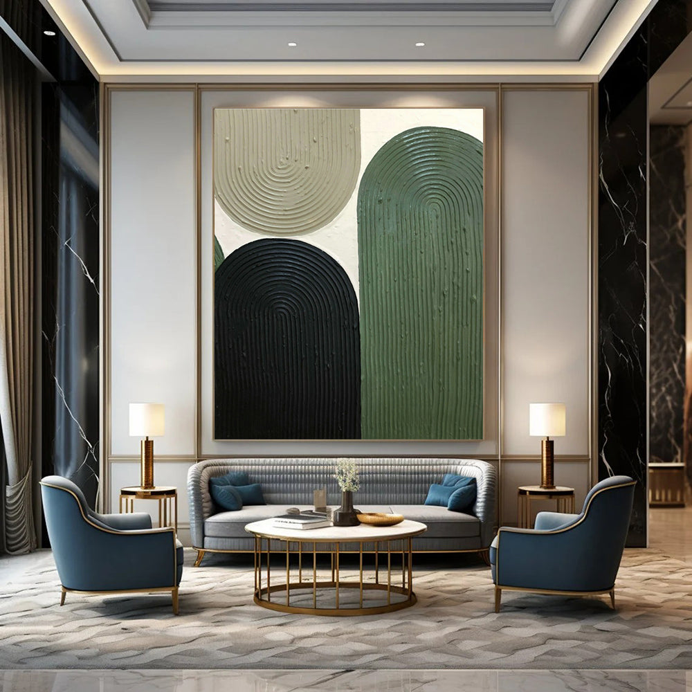 Green - Brown - Black Relief Art for Mid - Century Home & Outdoor - Inspired Restaurant DLZ1174
