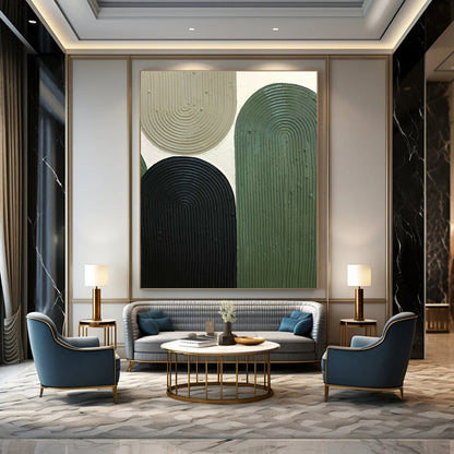 Green - Brown - Black Relief Art for Mid - Century Home & Outdoor - Inspired Restaurant DLZ1174