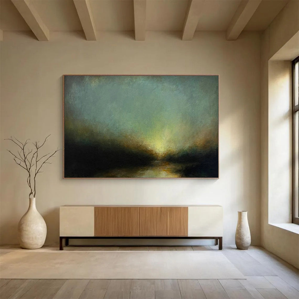 Dark Green Landscape Oil Painting for Eco - Friendly Lodge Common Areas DLZ3161