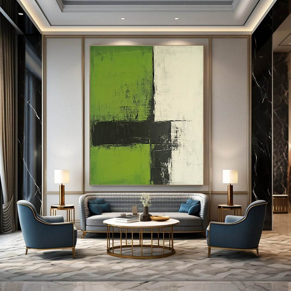 Green and Black Geometric Abstract for Minimalist Home Office & Contemporary Art Space STSC422