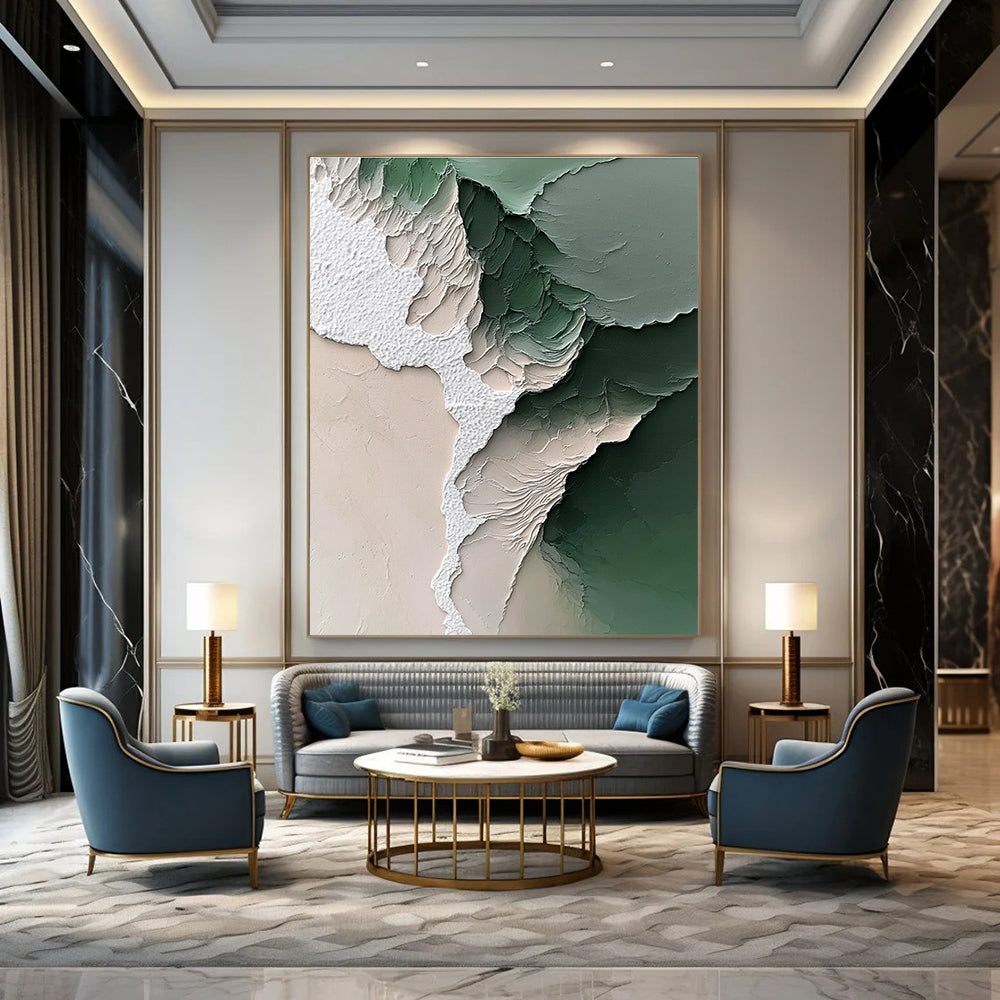 Textured Green and White for Nature - Inspired Living Room & Contemporary Art Studio STSC1246