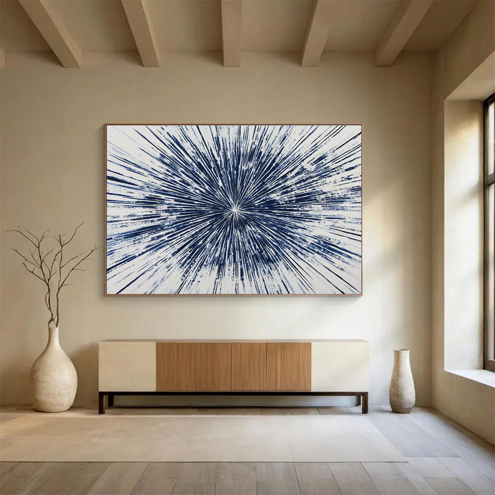 Blue Radial Burst Art for Modern Office Lobby & Art Gallery SC430