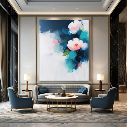 Soft Flower Blooms in Blue for Serene Bedroom & Calming Spa STSC375