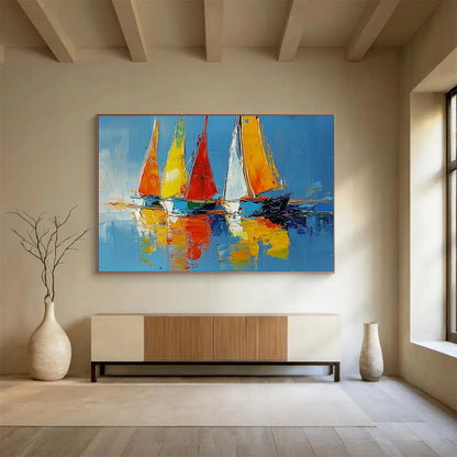 Colorful Sailboats Art for Nautical - Themed Restaurant & Coastal Home Den SC274