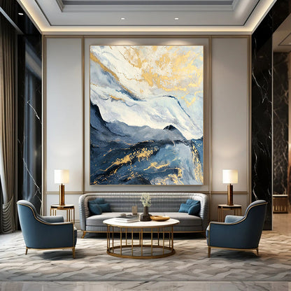Gold - Blue Mountain Abstract for Luxury Ski Chalet & Asian - Fusion Restaurant DLZ0937