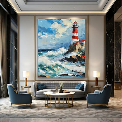 Lighthouse Seaview Oil Art for Living Room & Cottages DLZ0313