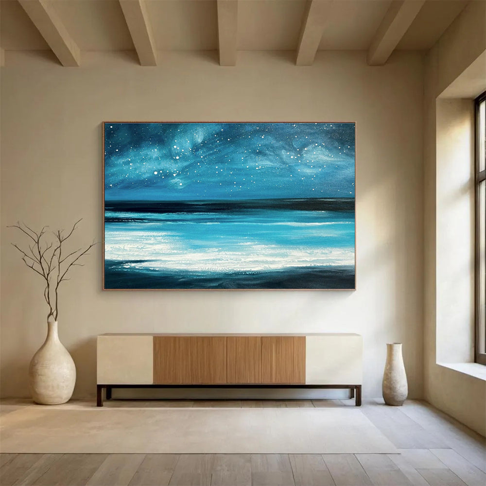 Starry Sea View Oil Painting for Celestial - Themed Bedrooms DLZ2488