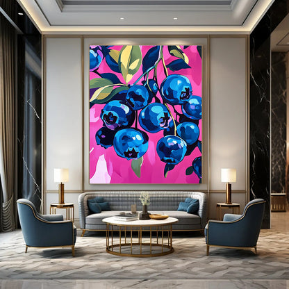 Blueberries on Pink for Gourmet Kitchen & Modern Fruit - Themed Café STSC1226