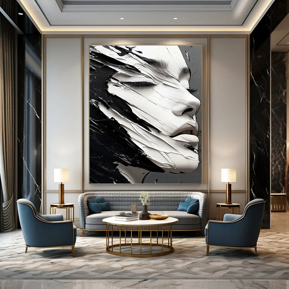 Textured Face Portrait for Contemporary Art Museum & High - End Beauty Studio STSC989